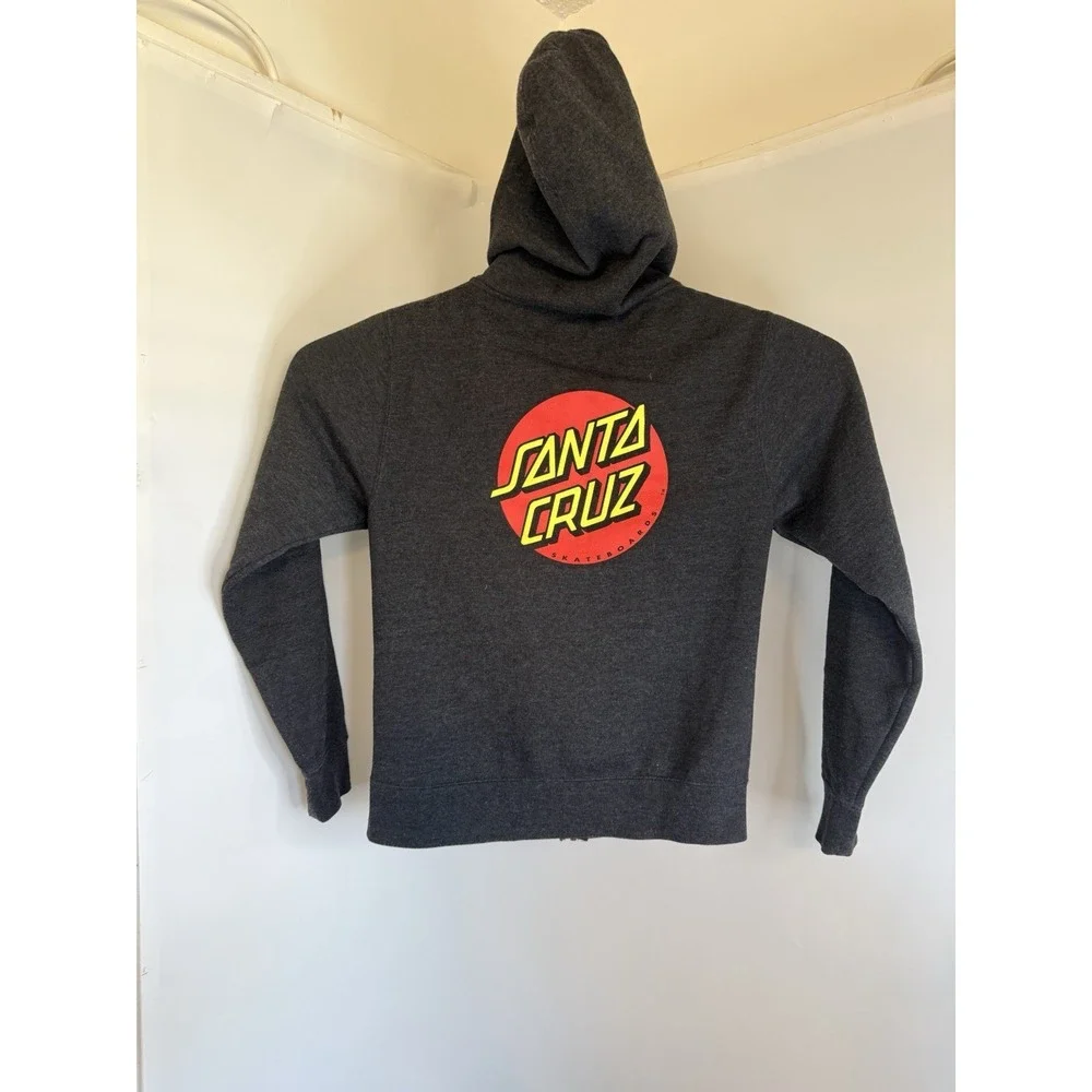 Santa Cruz Skateboards Dark Gray‎ Hoodie Full Zip Big Dot Size Youth XLarge EUC